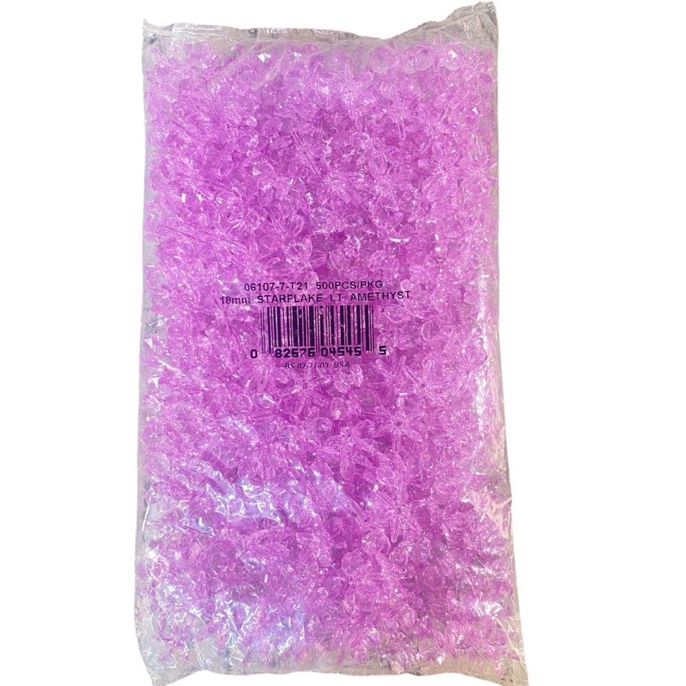 Darice Purple Craft Beads NWT Starflake Light 18MM 500 Pieces Jewelry Making